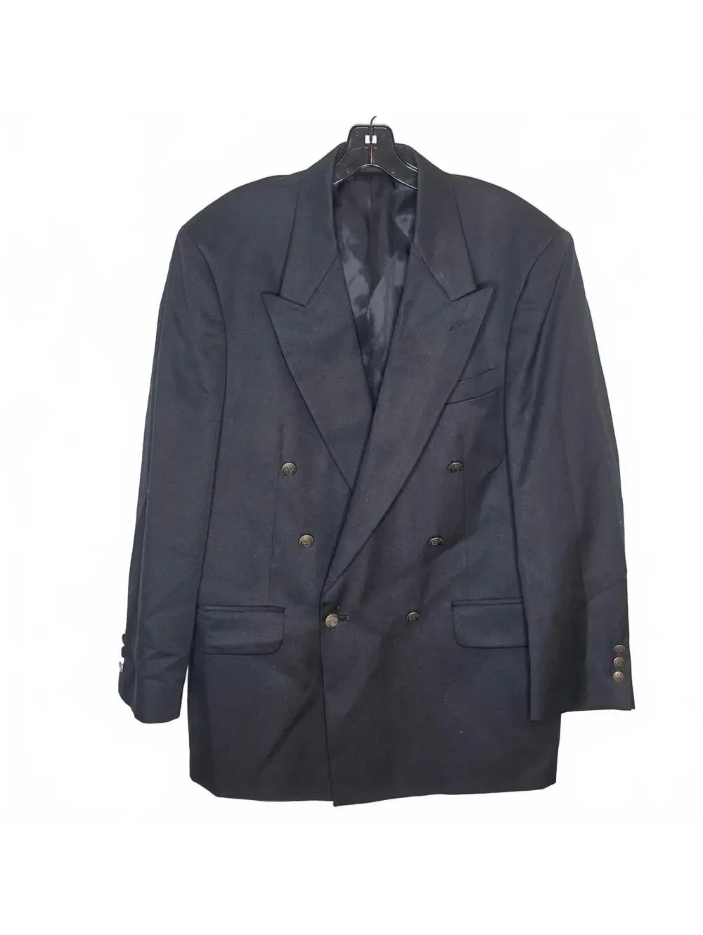 Vintage Oscar de la Renta Black Double Breasted Blazer Size 41R Brass Buttons